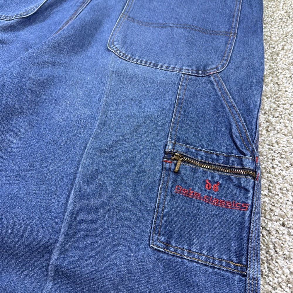 Deze Classics Y2k Jorts Carpenter Style Long Dark Wash Hiphop Baggy 38X13 - Picture 2 of 10